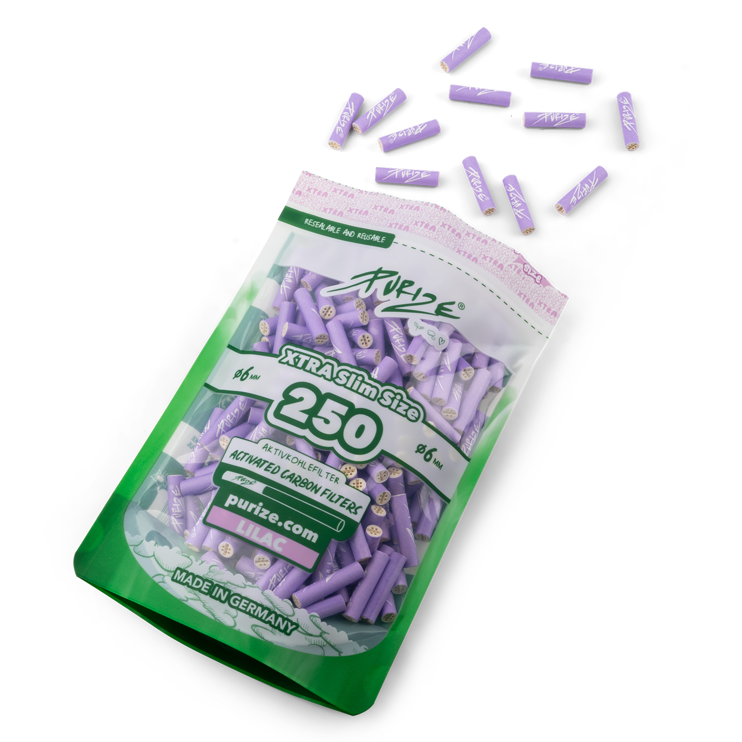 Xtra250_lilac_open 250 PURIZE XTRA Slim Size wholesale - carbon filters